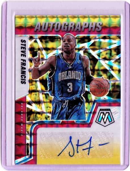 2021-22 Panini Mosaic - Autographs Mosaic - Choice Fusion Red & Yellow Prizm #AM-SVF Steve Francis