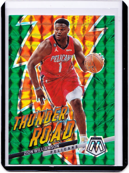 2022-23 Panini Mosaic - Thunder Road - Green Mosaic Prizm #13 Zion Williamson