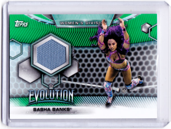 2019 Topps WWE Women's Division - Mat Relics - Green #MR-SB - Sasha Banks /150