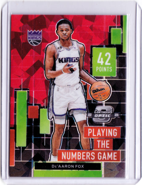 2022-23 Panini Contenders Optic - Playing the Numbers Game - Red Cracked Ice Prizm #17 De'Aaron Fox