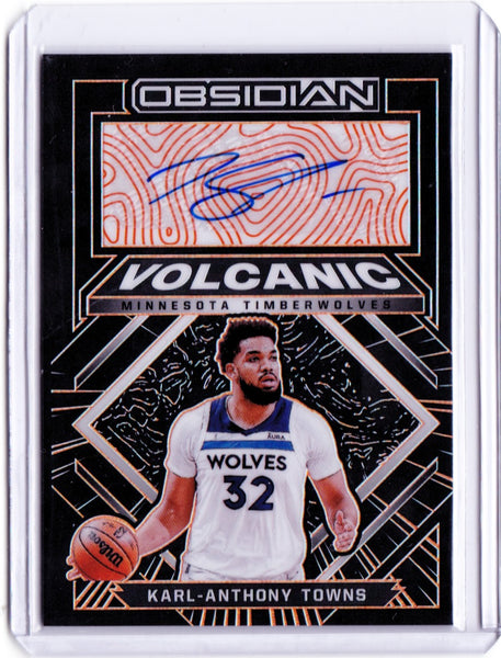 2021-22 Panini Obsidian - Volcanic Signatures - Electric Etch Orange #VS-KAT - Karl-Anthony Towns /25