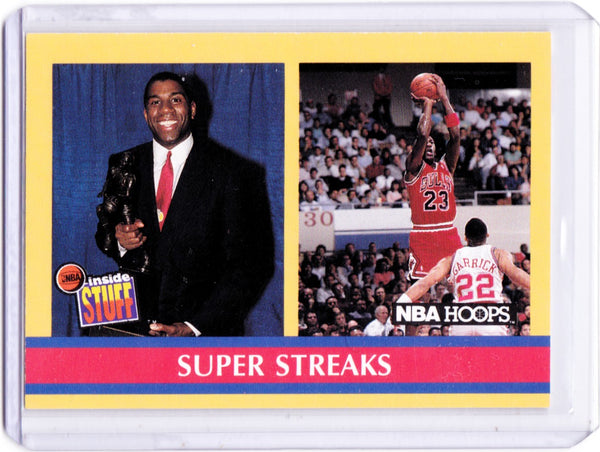 1990-91 NBA Hoops #385 Inside Stuff - Super Streaks Magic Johnson, Michael Jordan