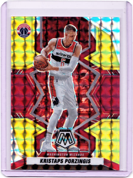 2021-22 Panini Mosaic - Choice Fusion Red & Yellow Prizm #153 Kristaps Porzingis /88