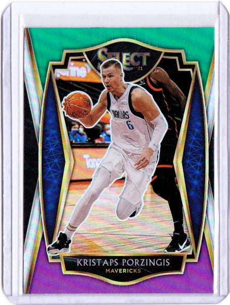 2020-21 Panini Select - Green White Purple Prizm #105 Premier Level - Kristaps Porzingis