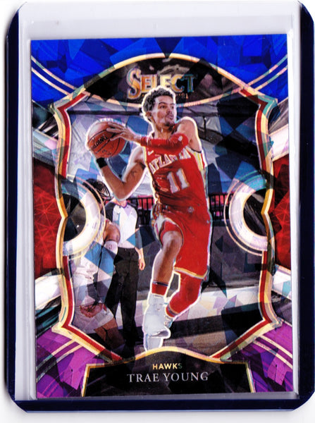 2020-21 Panini Select - Blue White Purple Cracked Ice Prizm #2 Concourse - Trae Young