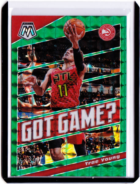 2019-20 Panini Mosaic - Got Game? - Mosaic Green Prizm #16 Trae Young