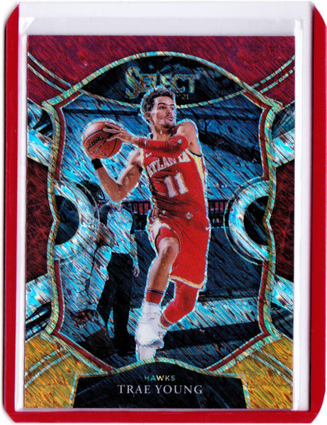 2020-21 Panini Select - Red White Orange Shimmer Prizm #2 Concourse - Trae Young