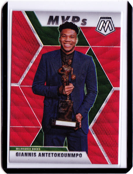 2019-20 Panini Mosaic - Tmall Red Wave Prizm #297 MVPs - Giannis Antetokounmpo