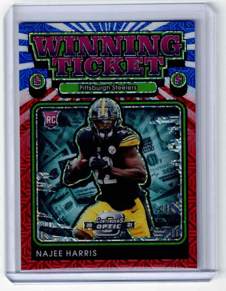 2021 Panini Contenders Optic - Winning Ticket - Red White & Blue Prizm #WT24 - Najee Harris /13