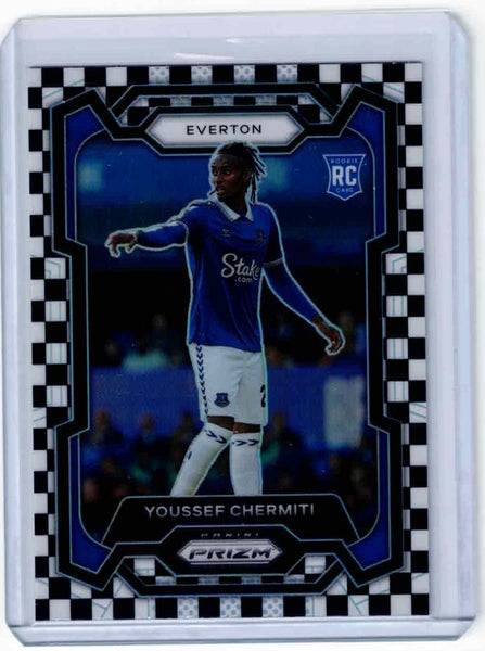 2023-24 Panini Prizm Premier League - Black & White Checker Prizm #259 Youssef Chermiti