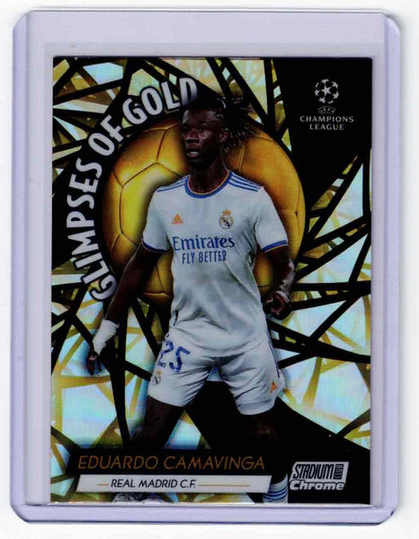 2021-22 Topps Stadium Club Chrome UCL - Glimpses of Gold #GG-EC Eduardo Camavinga