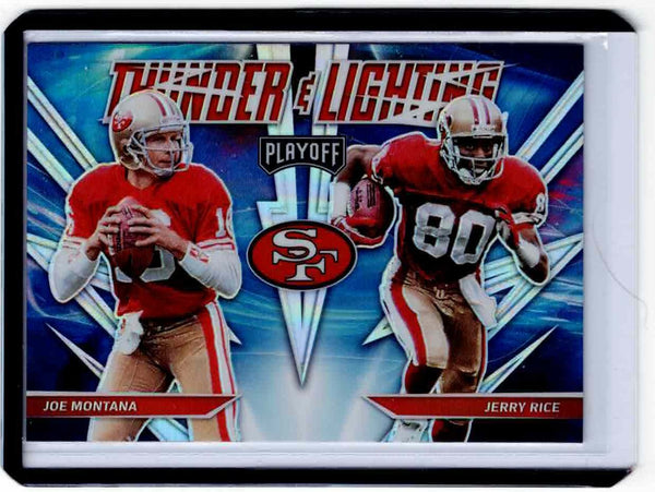 2021 Panini Playoff - Thunder and Lightning - Silver Prizm #TL-7 - Joe Montana, Jerry Rice