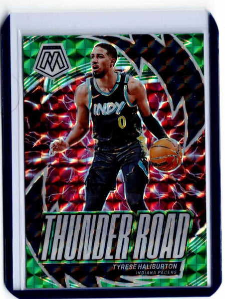 2023-24 Panini Mosaic - Thunder Road - Green Mosaic Prizm #18 Tyrese Haliburton