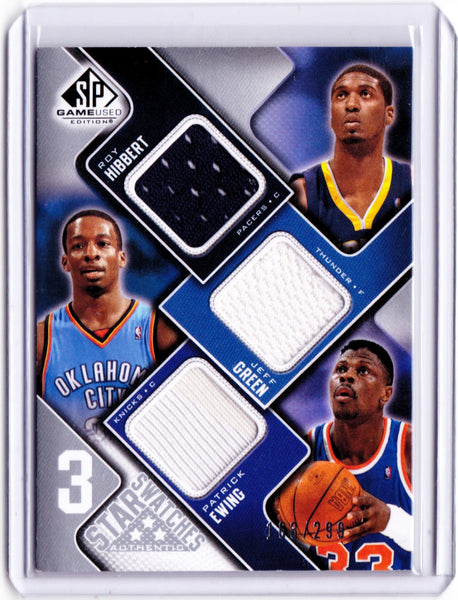 2009-10 SP Game Used - 3 Star Swatches #3S-EGH Roy Hibbert, Jeff Green, Patrick Ewing /299