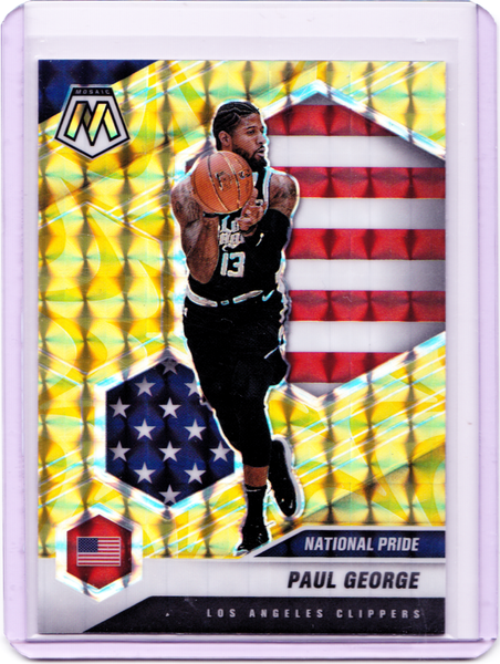 2020-21 Panini Mosaic - Reactive Yellow Prizm #255 National Pride - Paul George