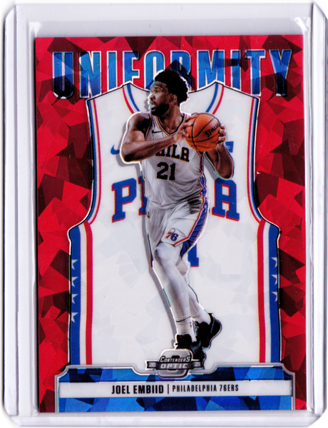 2020-21 Panini Contenders Optic - Uniformity - Red Cracked Ice Prizm #24 Joel Embiid