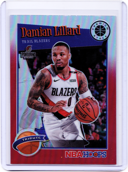 2019-20 Panini NBA Hoops Premium Stock - Red Prizm #291 Hoops Tribute - Damian Lillard